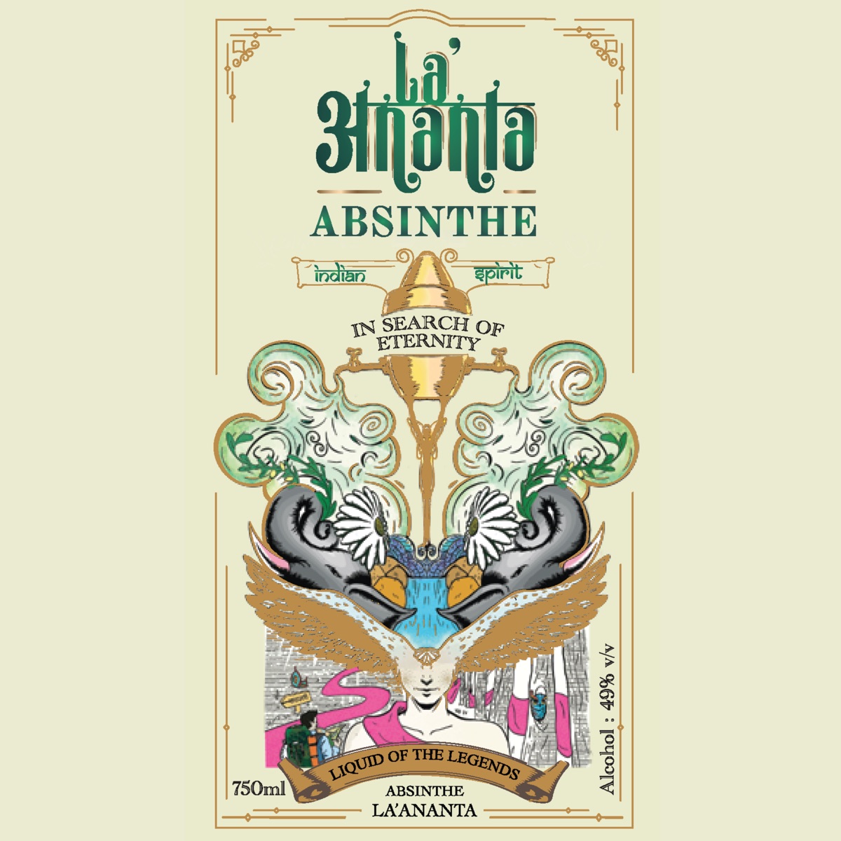 The complete La&rsquo;Ananta Absinthe bottle label